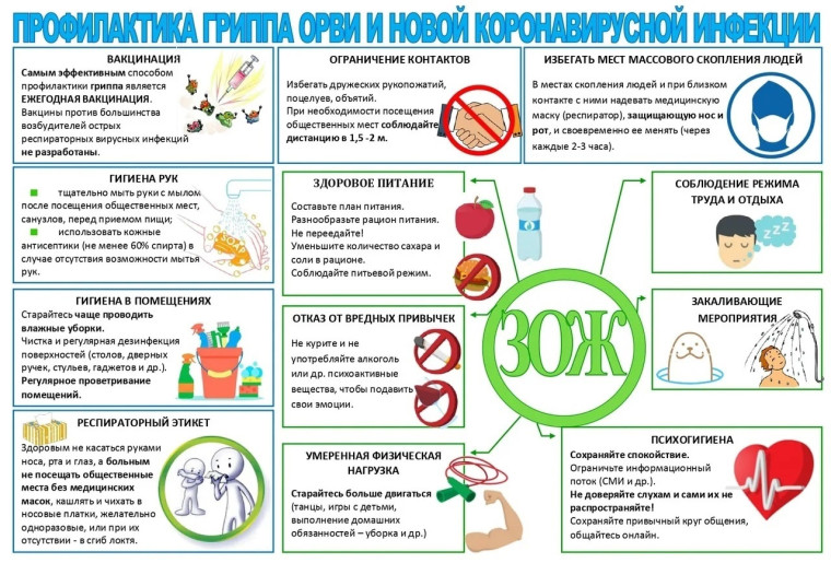 Профилактика гриппа, ОРВИ и новой коронавирусной инфекции.